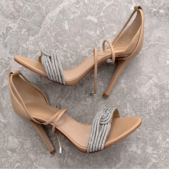 Schutz x Revolve Andy Leather Open Toe Heels, Size 8 New in Box w/Dust Bag - Picture 6 of 16